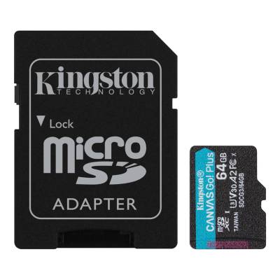 Карта памяти Kingston 64Gb micro SDXC Canvas Go Plus UHS-I U3 A2 + ADP 170MB/s