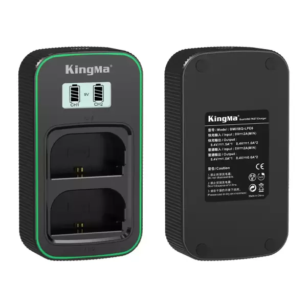 Зарядное Устройство Kingma LP-E6 PD3.0 USB на 2 аккумулятора для Canon