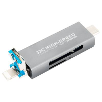 Картридер JJC CR-UCL1 GRAY USB 2.0 Type-A, Lightning, Type-C USB 3.0 для карт SD, microSD