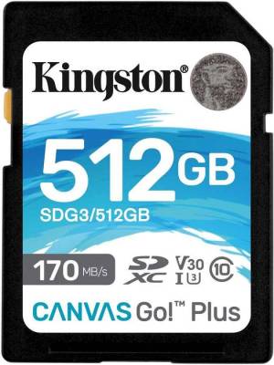 Карта памяти Kingston 512GB SDXC Class 10 UHS-I U3 V30 Canvas Go Plus 170MB/s