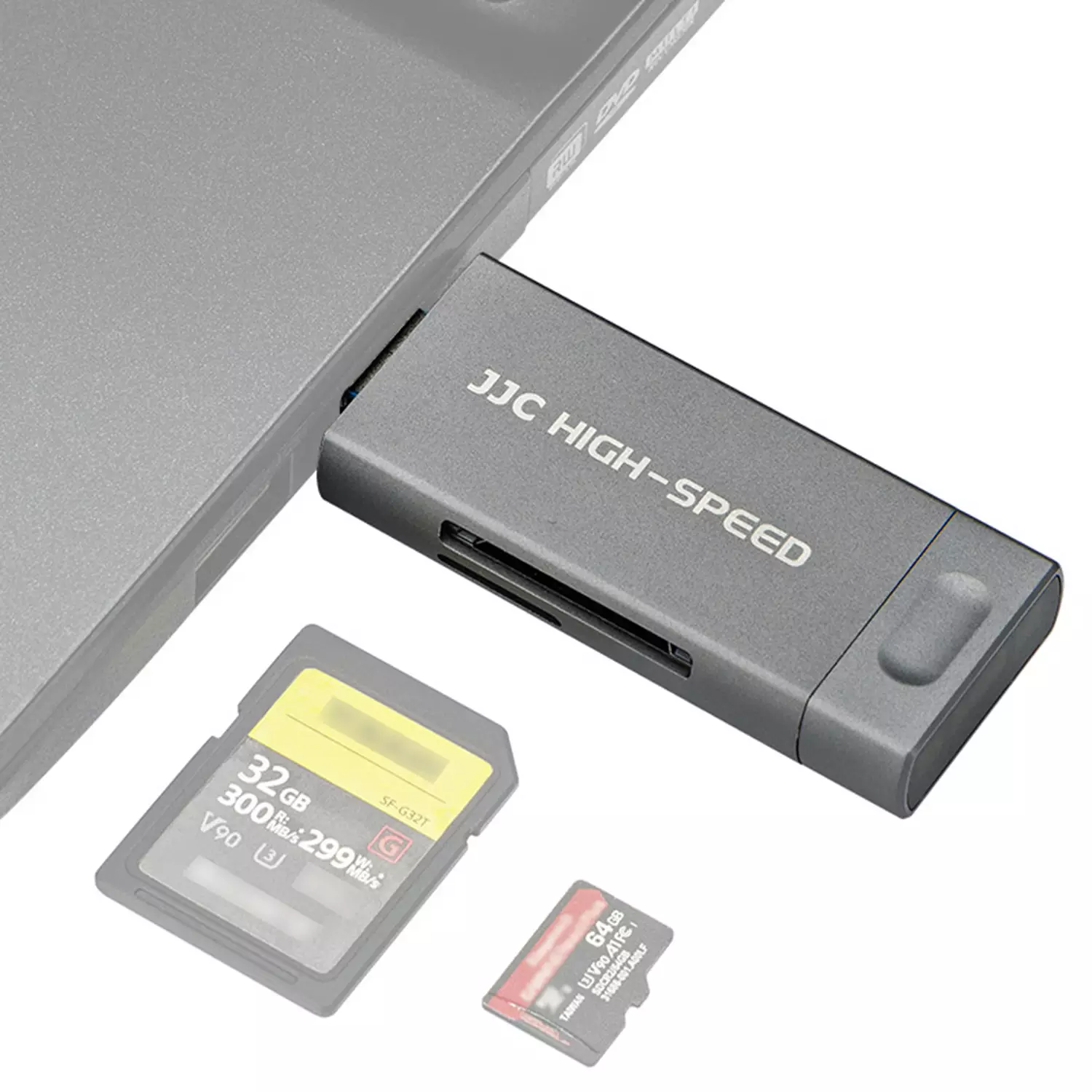 Картридер JJC CR-UTC4AC GRAY USB 3.1, Micro USB 2.0, Type-C 3.1 для карт  SD, microSD