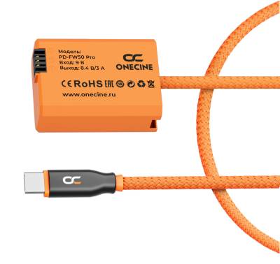 Кабель питания OneCine USB C PD на FW50 Pro для Sony A7, A7 II, A7R II, A7R II, A6500, ZV-E10, ZV-E10L