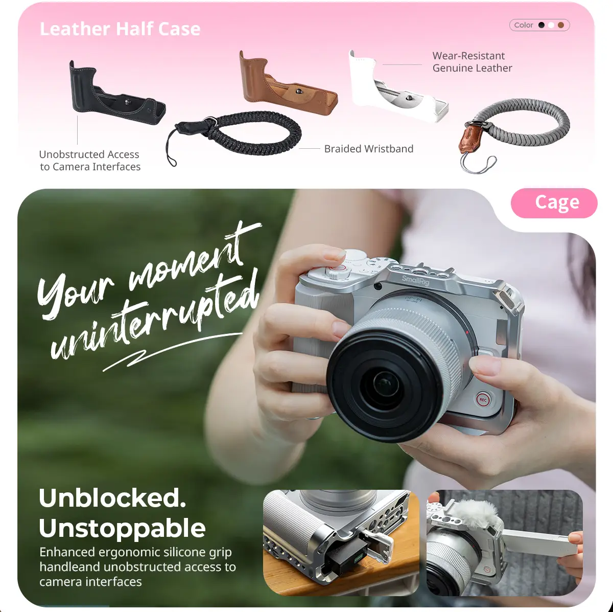 Кожаный чехол SmallRig Leather Case Kit для Canon EOS R50 V (Коричневый) 5432