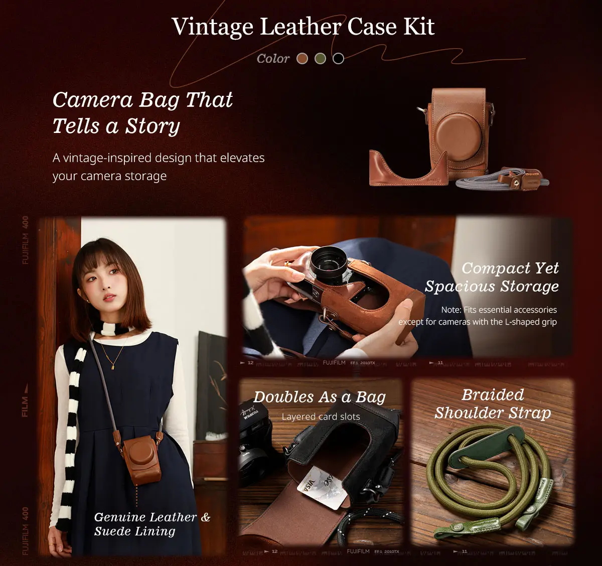 Кожаный чехол SmallRig Leather Kit для Fujifilm X half (Коричневый) 5218