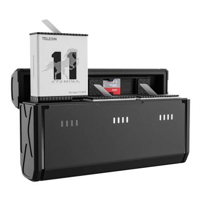 Зарядное устройство кейс Telesin GP-PT-G01 для GoPro Hero 9, 10, 11 с аккумуляторами черный