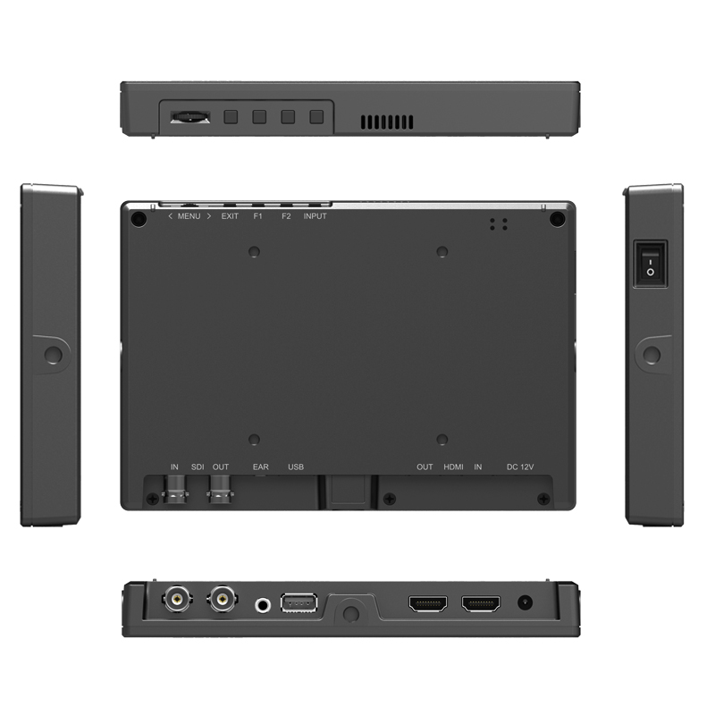 Монитор Lilliput FS7 7" IPS 3G-SDI разъемы и стороны