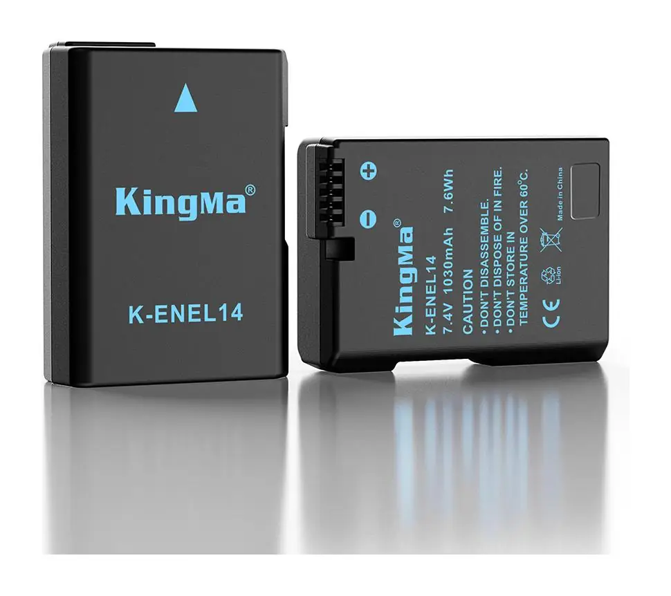 Два аккумулятора Kingma EN-EL14 для Nikon — лицевая и тыльная стороны