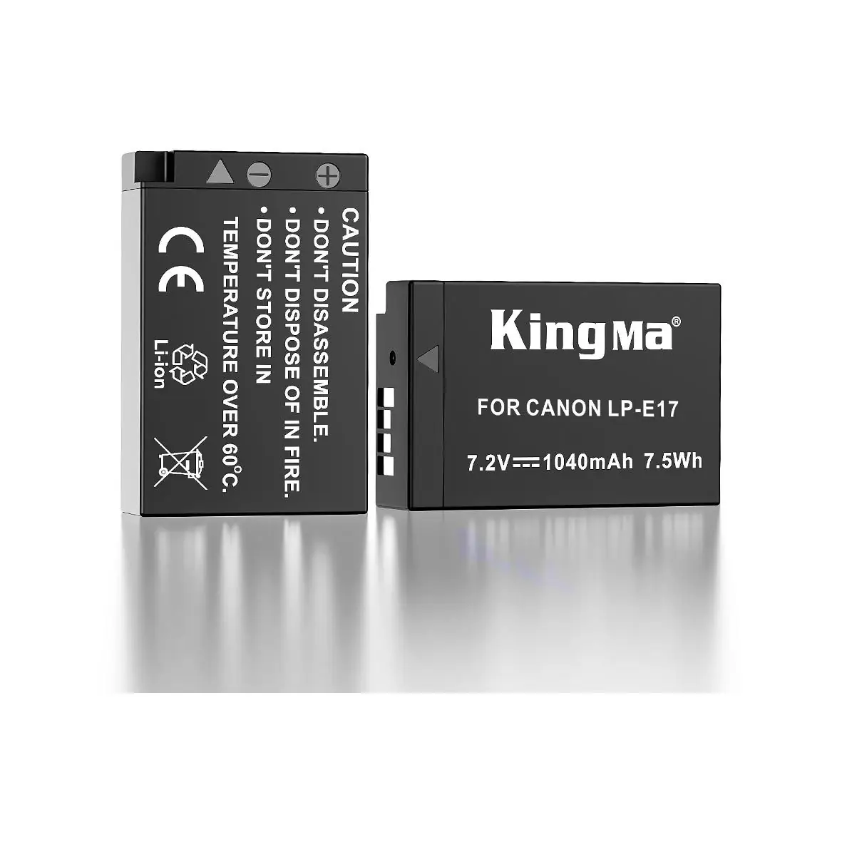Два аккумулятора Kingma LP-E17 для Canon — лицевая и тыльная стороны