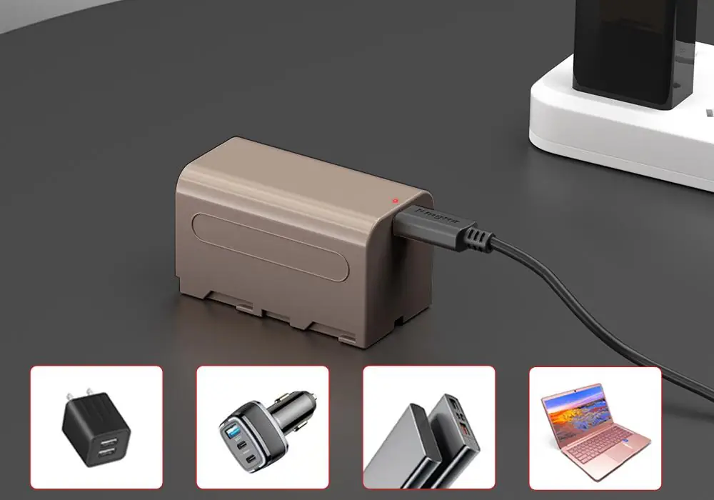 Аккумулятор Kingma NP-F750 Type-C заряжается по USB-C от сетевого адаптера
