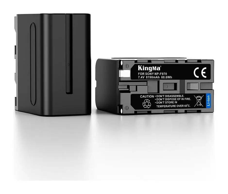 Два аккумулятора Kingma NP-F970 — лицевая и тыльная стороны