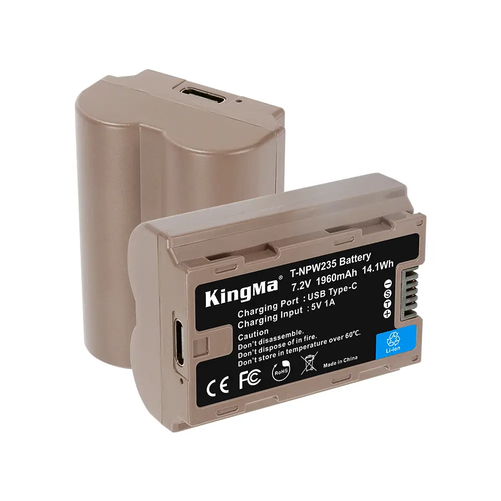 Аккумулятор Kingma NP-W235 Type-C — пара, вид с двух сторон
