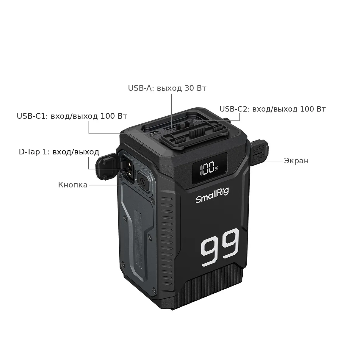 Порты аккумулятора SmallRig T99 5864 с лицевой стороны
