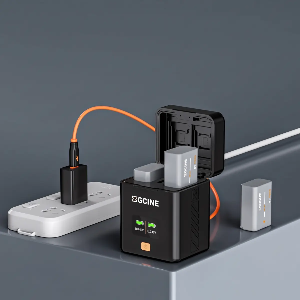 Аккумуляторы ZGCINE BT-FW50 заряжаются в кейсе от розетки по USB-C