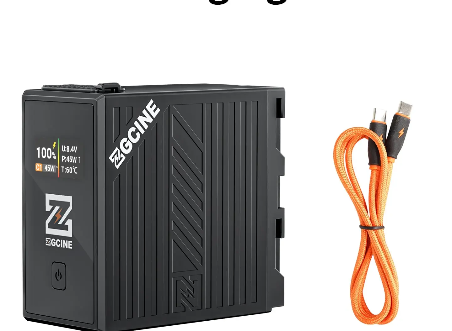 Комплект ZGCINE BT-NPF970: аккумулятор и оранжевый кабель USB-C