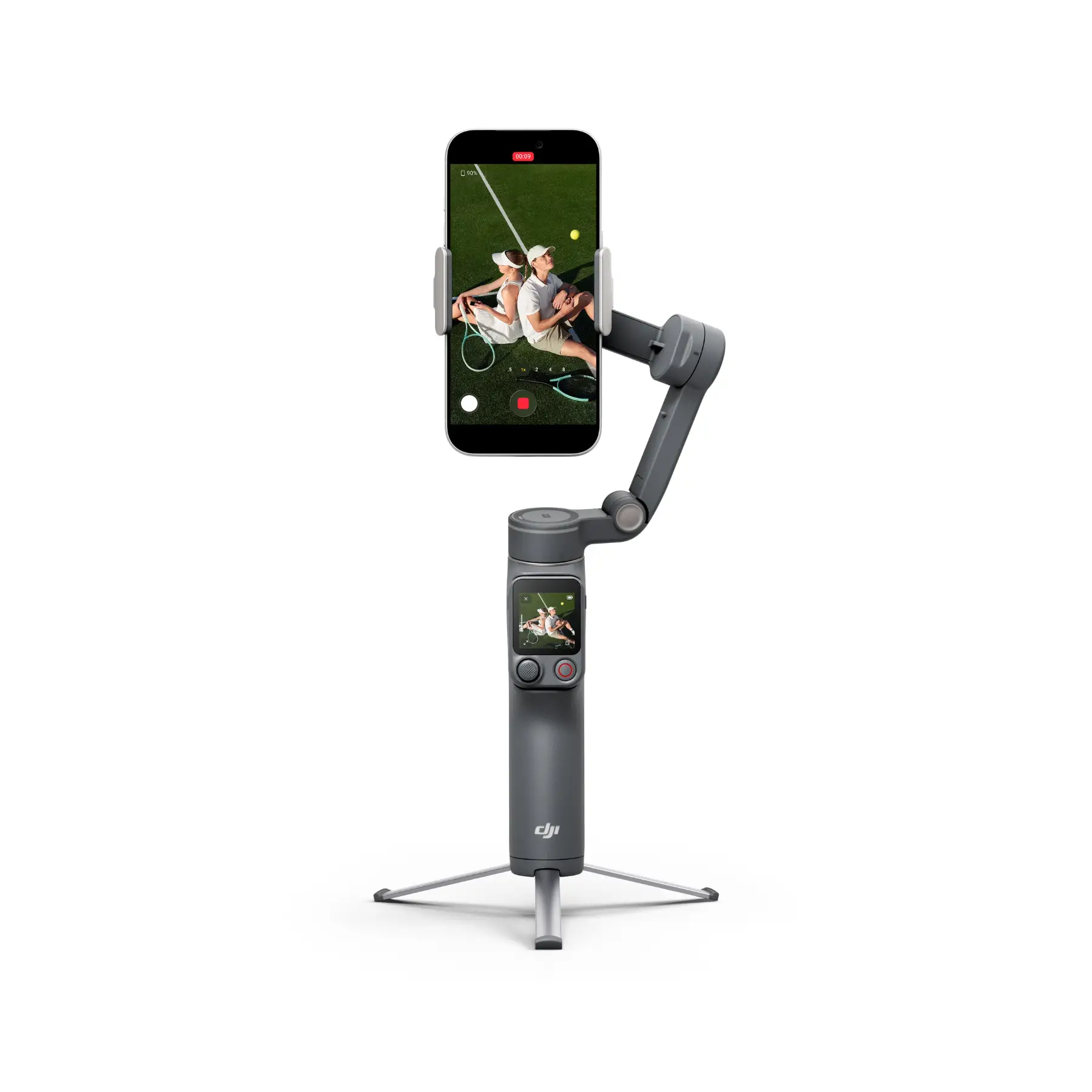DJI Osmo Mobile 8P Standard Combo — общий вид со смартфоном на штативе