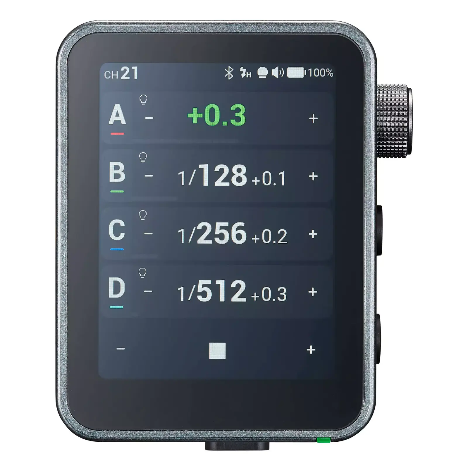 Экран Godox X3 Pro F с группами A B C D, мощностью и коррекцией экспозиции