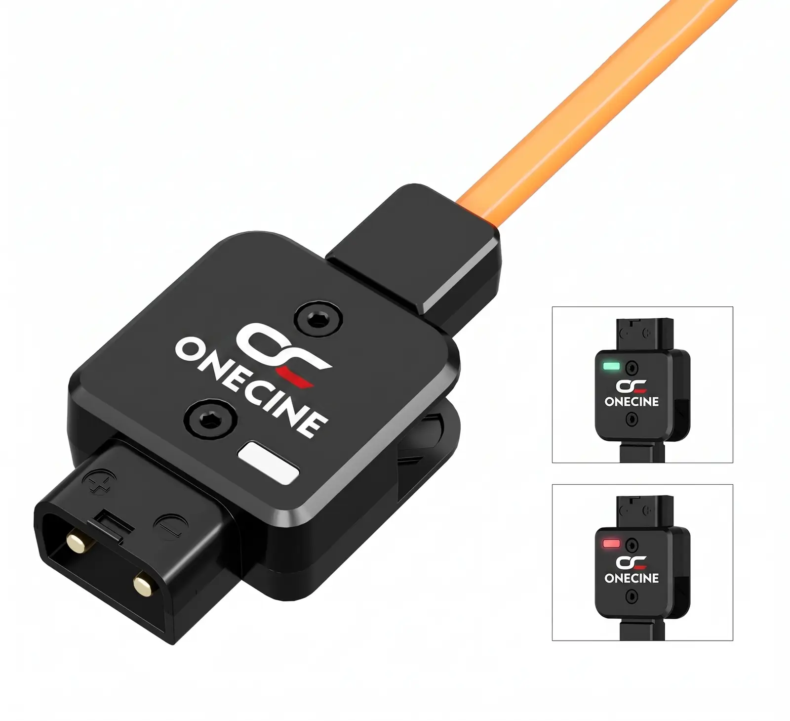 Индикатор защиты от переполюсовки на разъёме D-Tap OneCine DTAP-LPE6P Pro: зелёный и красный