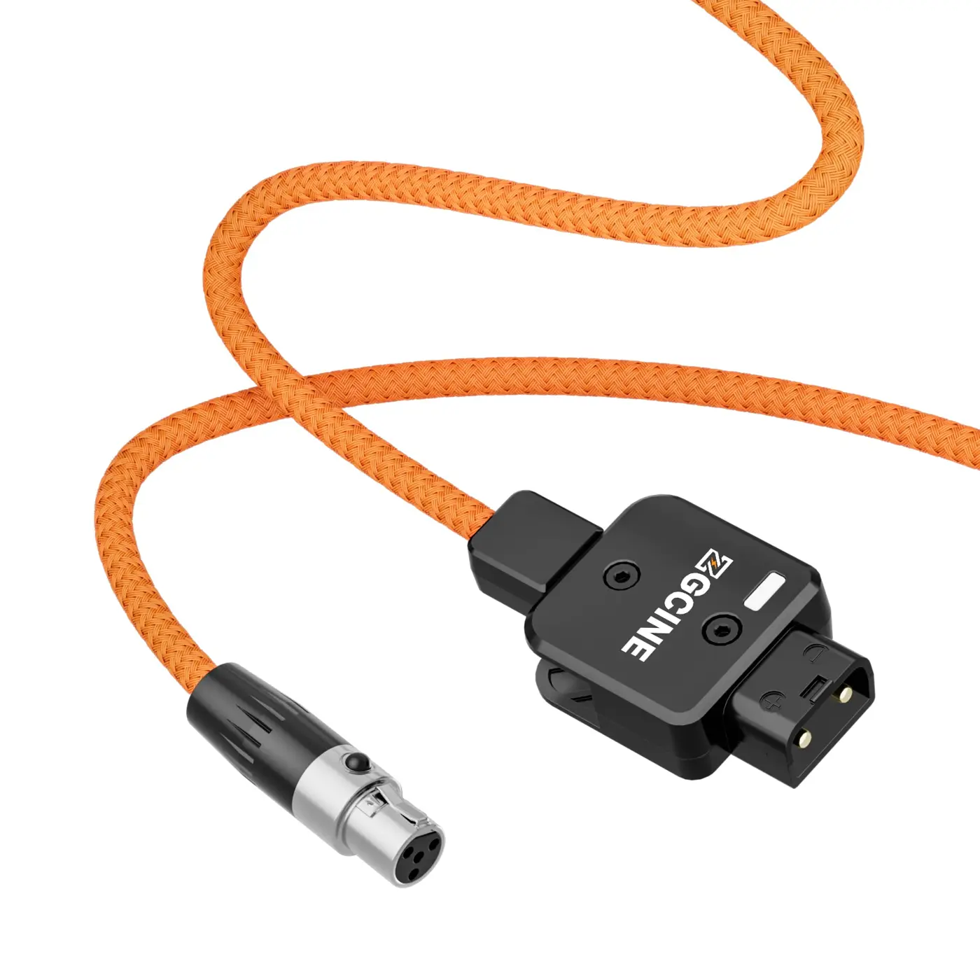 Кабель ZGCINE DT-MX: разъёмы D-Tap и mini XLR 4-pin с оранжевой оплёткой