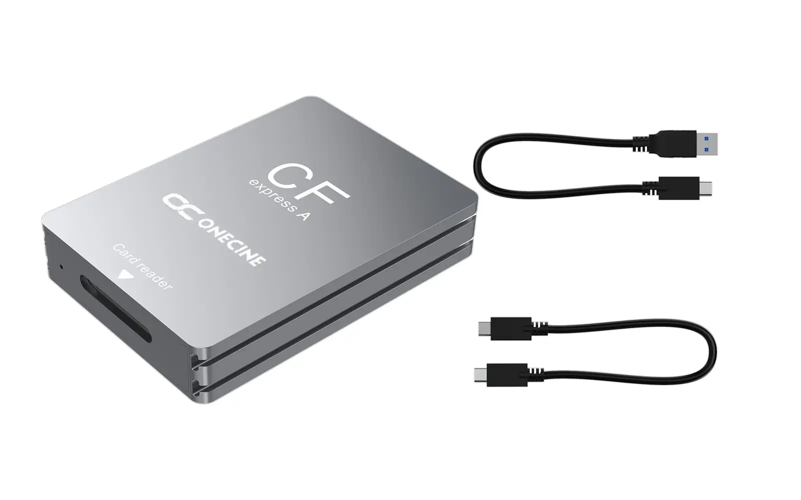 Комплект картридера OneCine CFexpress Type A: ридер и два кабеля USB-C – USB-C и USB-C – USB-A