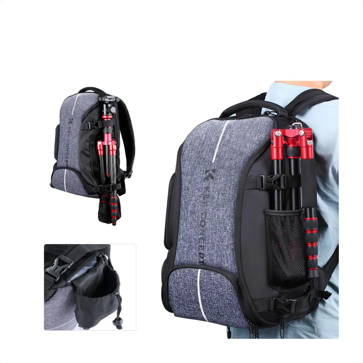 Боковое крепление штатива на фоторюкзаке K&F Concept KF13.164