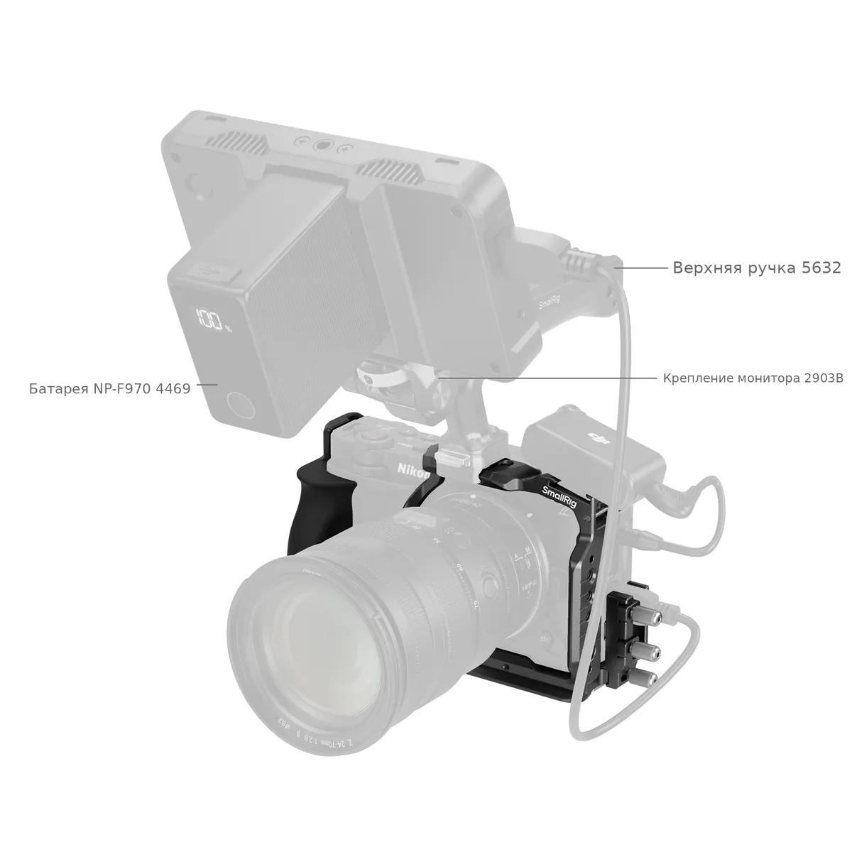Монитор и верхняя ручка на клетке SmallRig 5904