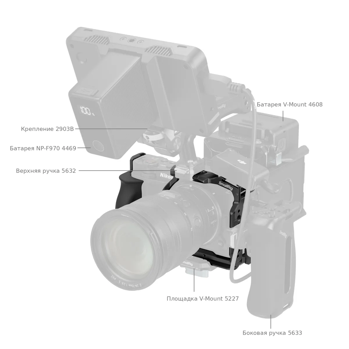 Клетка SmallRig 5904 в риге с монитором и питанием