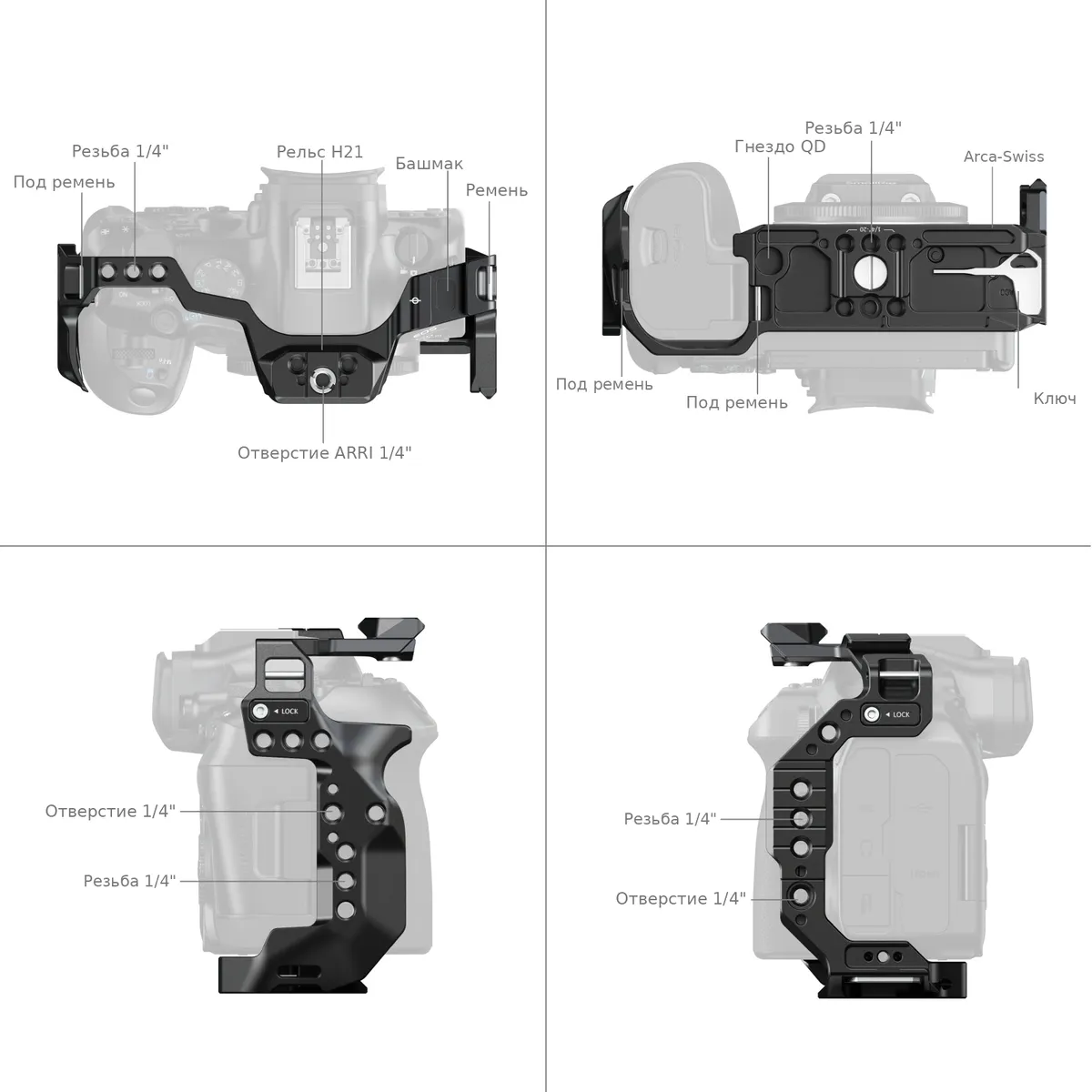 Точки крепления клетки SmallRig 5954