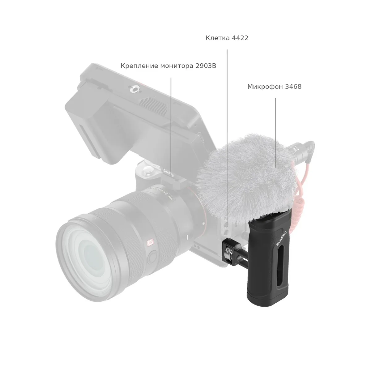Монитор и микрофон на боковой рукоятке SmallRig 5946
