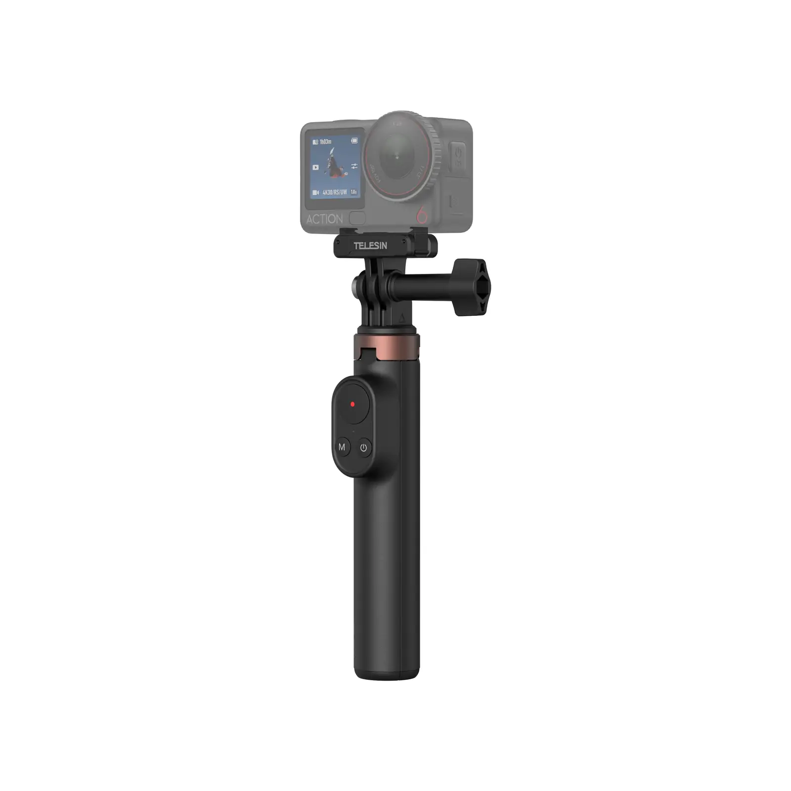 Монопод-штатив Telesin S1-CSS-08 с экшн-камерой DJI Osmo Action — общий вид