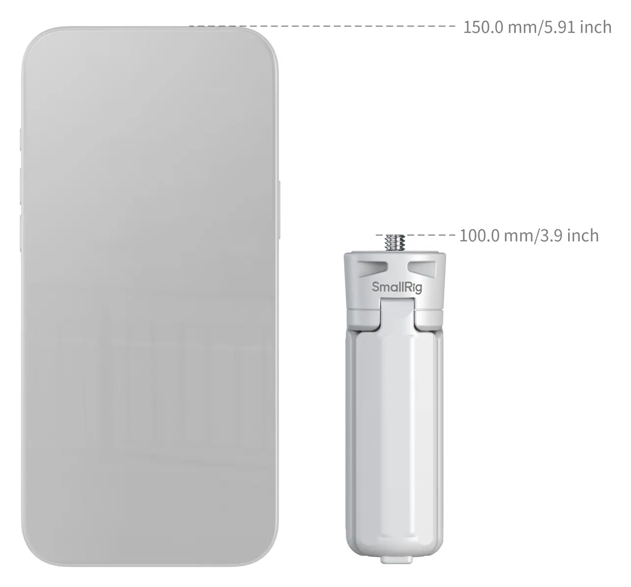 Настольный штатив SmallRig 6795 в сравнении с размером смартфона