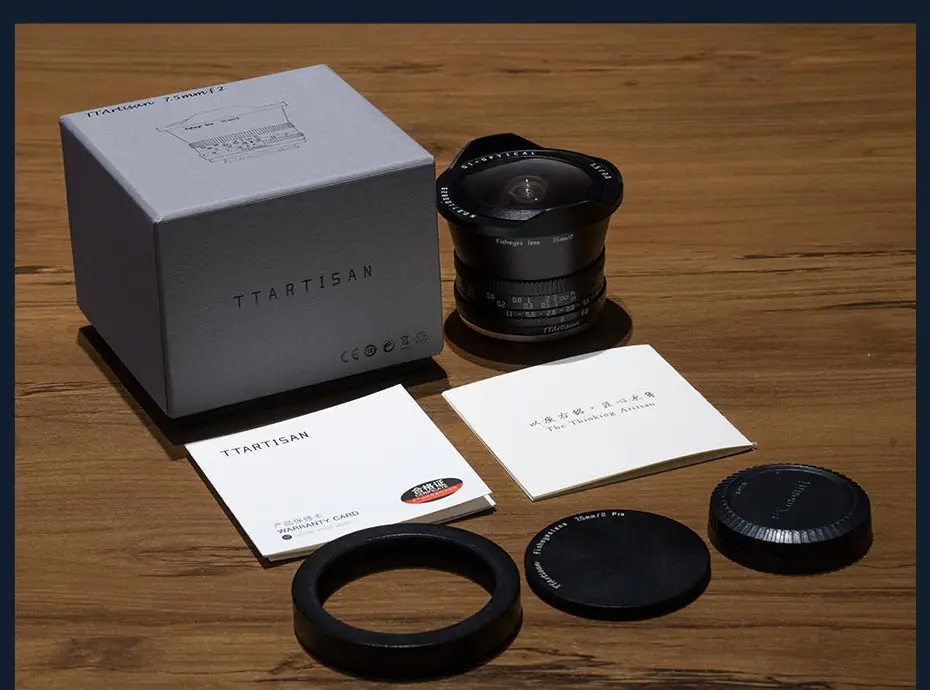 Комплект фишая TTArtisan 7.5 мм: коробка, крышки и документы