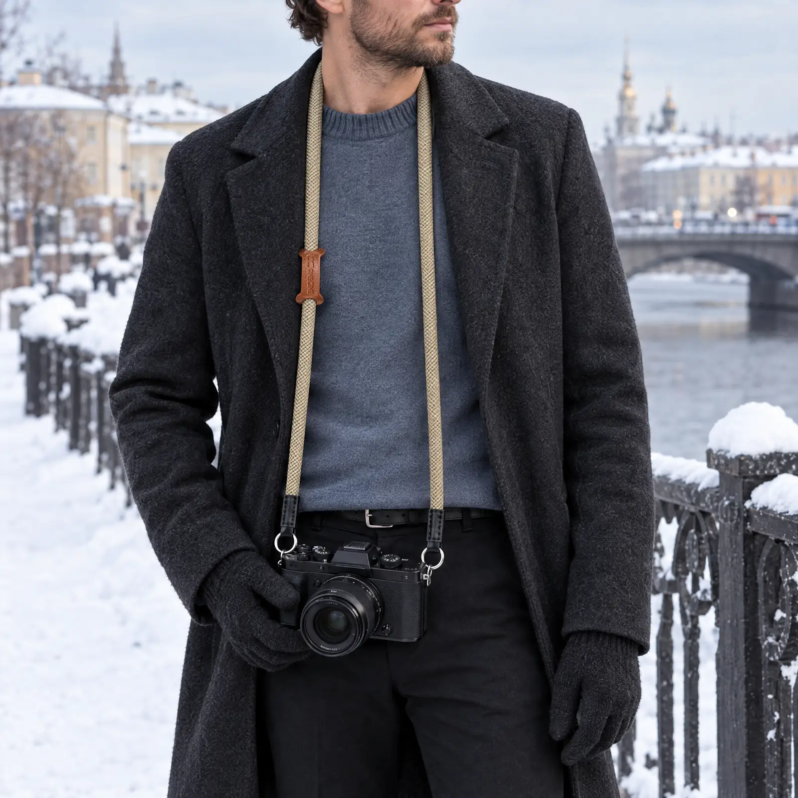 Ремень хаки ONECINE Cord 126 с графитовым пальто зимой