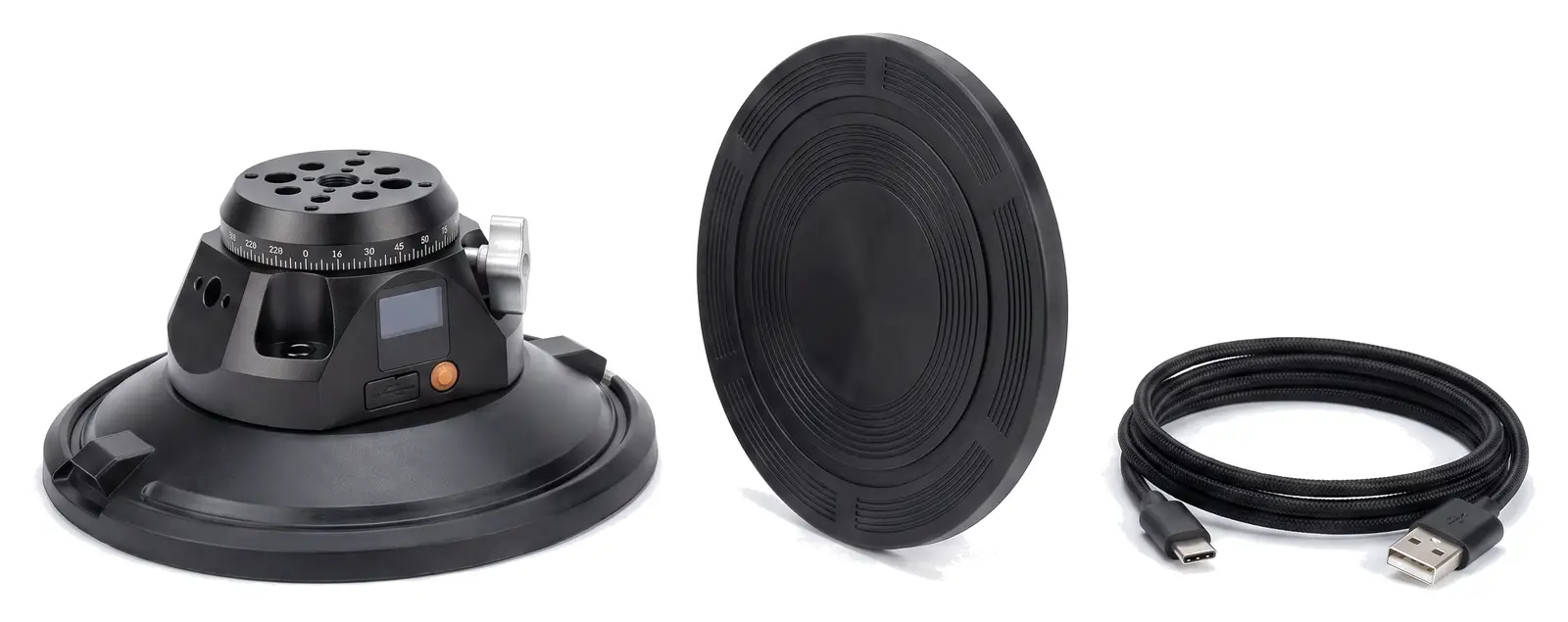 Комплект поставки ONECINE Grip 115 Swivel: присоска, защитная накладка и кабель USB Type-C