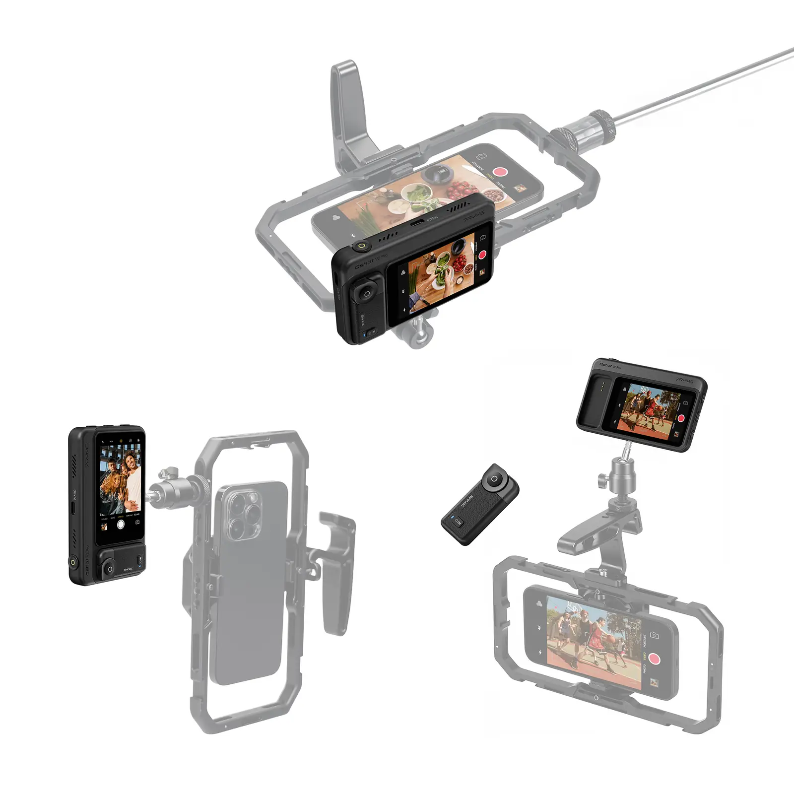 7RYMS Qshot V2 PRO — крепление MagSafe на смартфон, в клетке оператора и на резьбу 1/4 дюйма