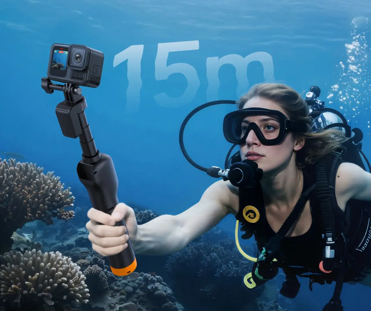 Telesin S1-TSS-07 с камерой GoPro на глубине — защита IP68 до 15 метров