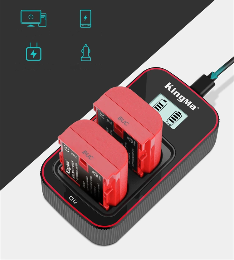 Зарядное Kingma BM058-LPE6 работает от ноутбука, павербанка, сетевого адаптера и автомобильной зарядки