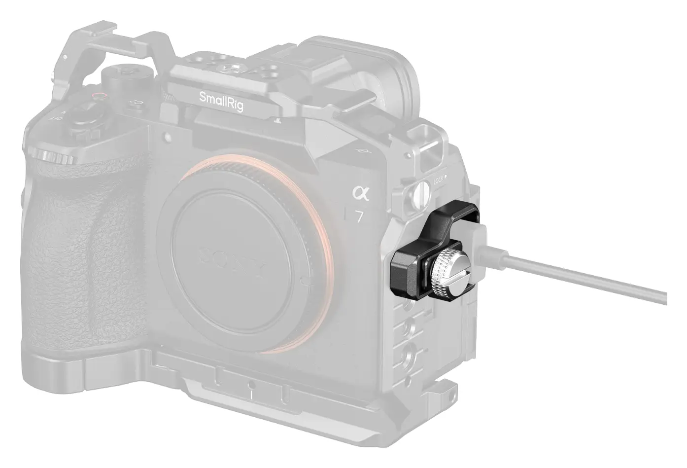 Зажим SmallRig 6406 фиксирует HDMI-кабель на клетке камеры Sony A7 V