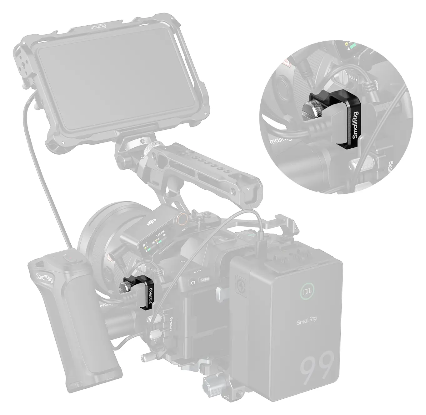 Установка зажима SmallRig 6406 на клетку камеры