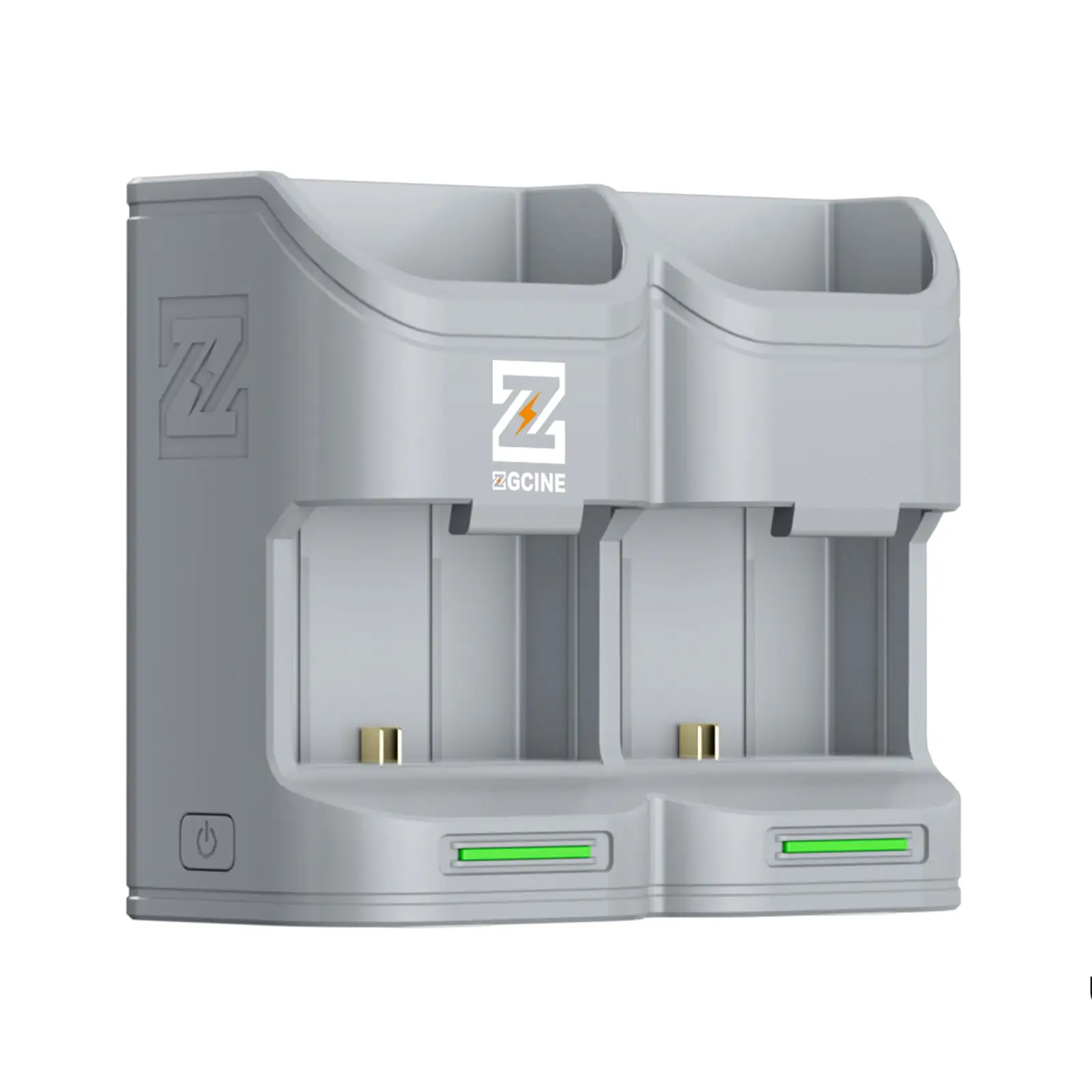 Зарядный кейс ZGCINE PC2-LPE6 — вид сбоку, два слота для аккумуляторов Canon