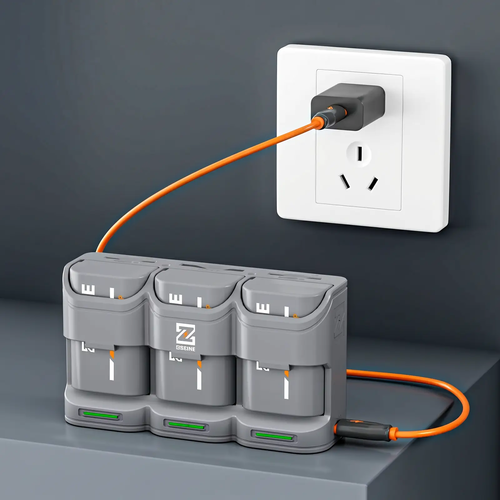 Зарядка трёх аккумуляторов Canon LP-E6 в кейсе ZGCINE PC3-LPE6 от розетки по USB-C