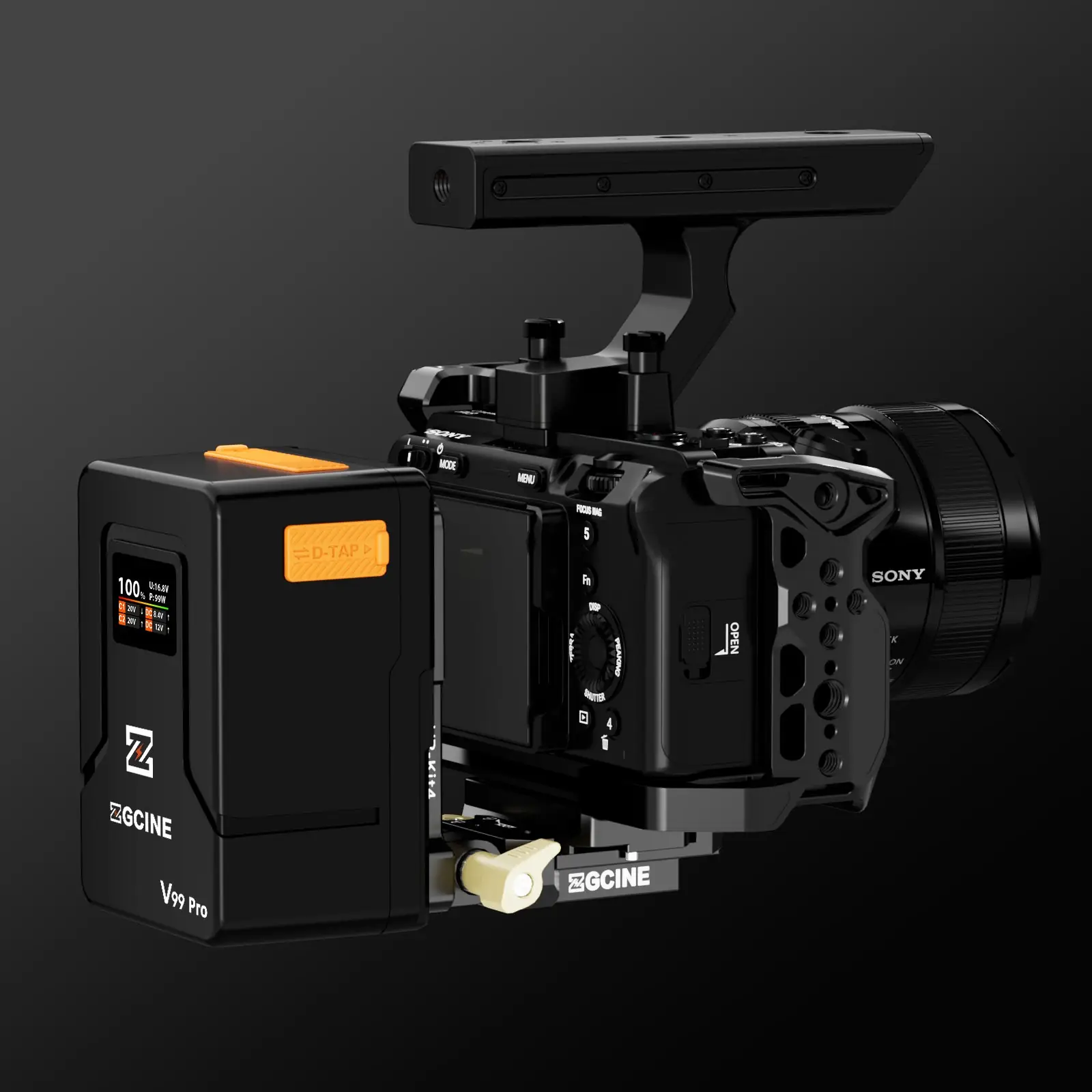 Крепление ZGCINE VR-Kit 4 с V-Mount батареей на клетке камеры Sony