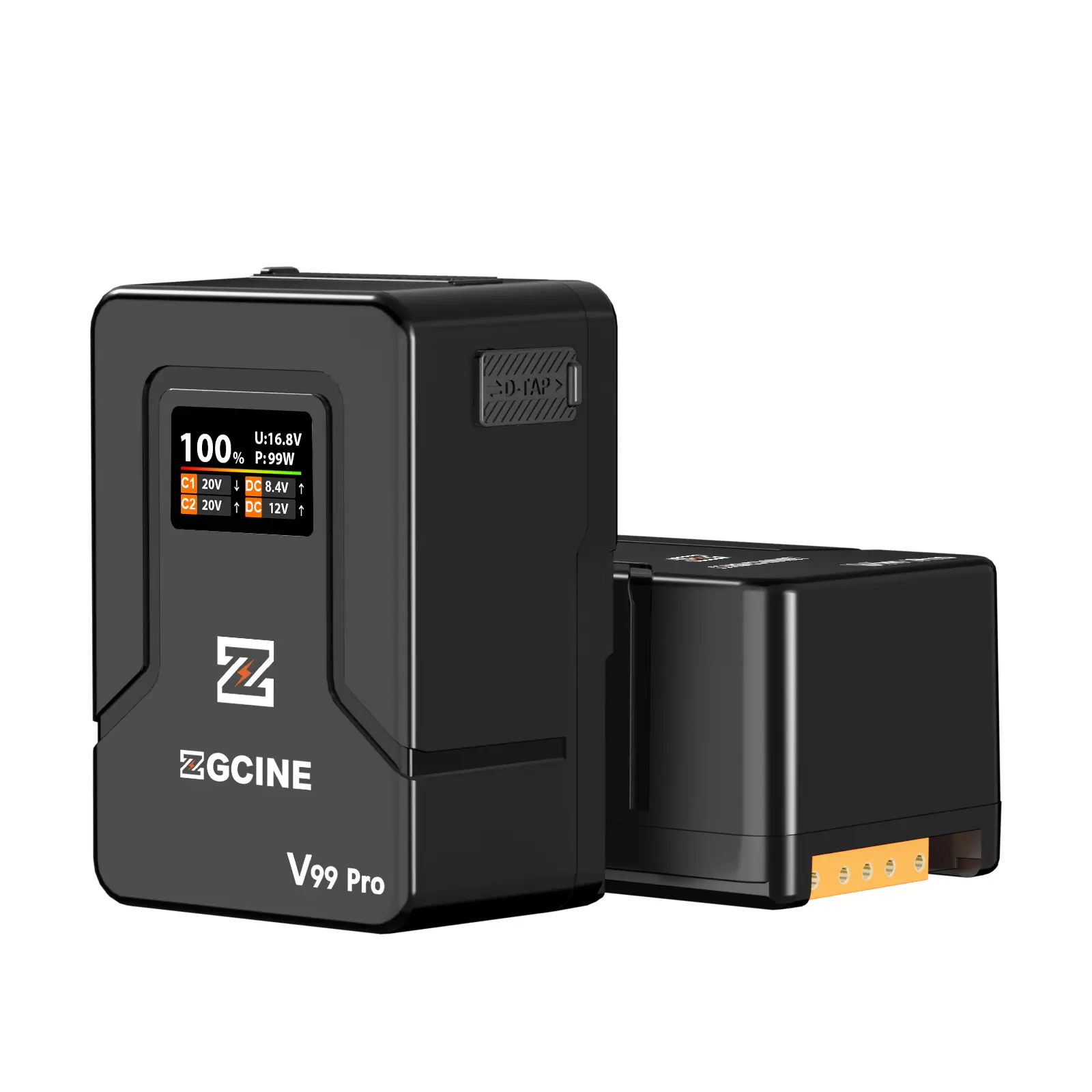 Аккумулятор ZGCINE V99 Pro — вид спереди и площадка V-Mount