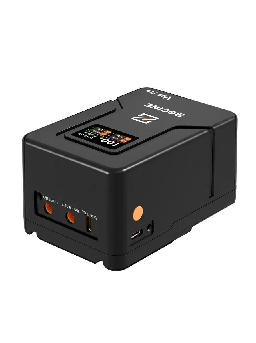 Порты аккумулятора ZGCINE V99 Pro: 12 В и 8,4 В выходы DC, выход PD USB-C
