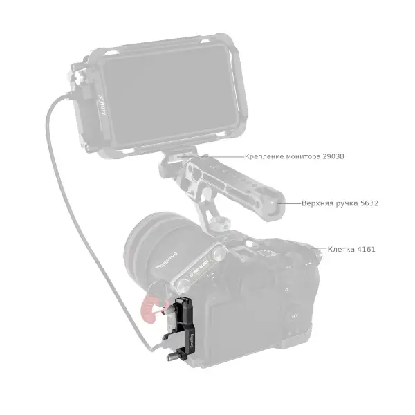 Зажим кабеля SmallRig 5969 в риге с монитором и ручкой