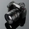 Объектив TTartisan 85 мм T2.1 Full Frame Cine Dual-Bokeh для L mount — установлен на камеру Panasonic S1: камера, объектив и отражение целиком по центру кадра