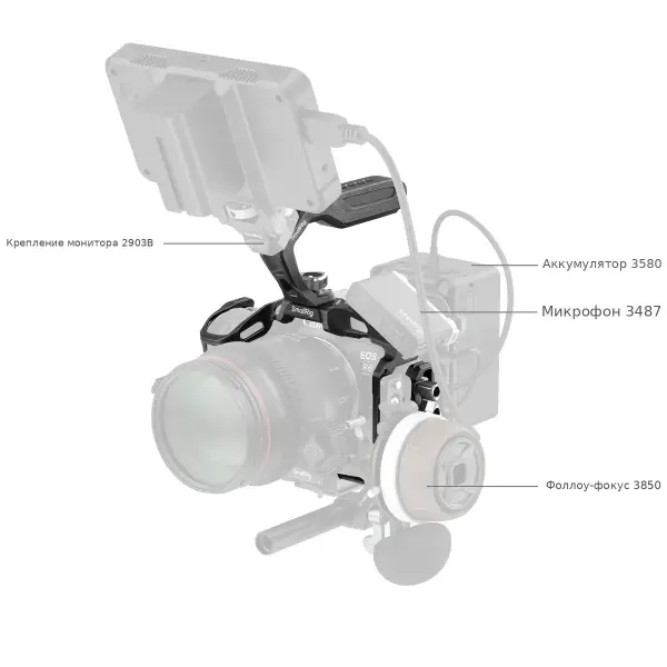 Обвес на клетке SmallRig 6652: монитор, микрофон, фоллоу-фокус