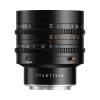 Объектив TTartisan 50 мм T2.1 Full Frame Cine Dual-Bokeh для Nikon Z — вид сбоку на белом фоне, шкалы фокуса и диафрагмы