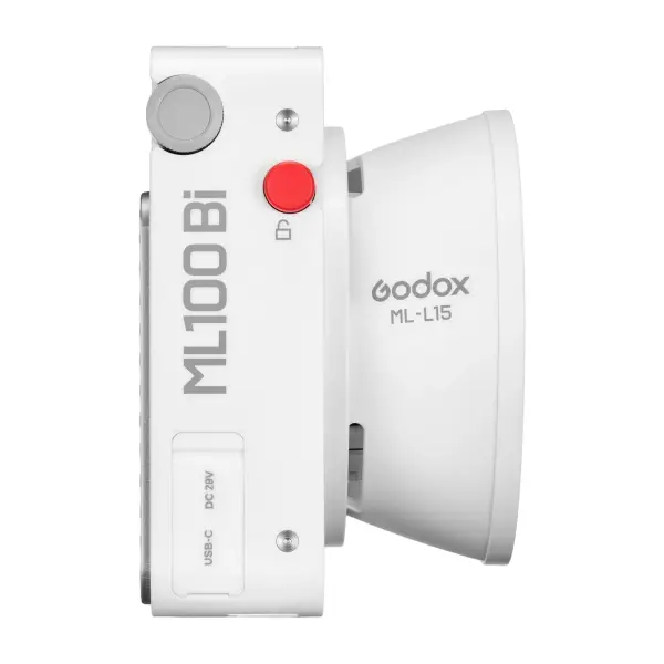 Godox ML100Bi сбоку с рефлектором ML-L15