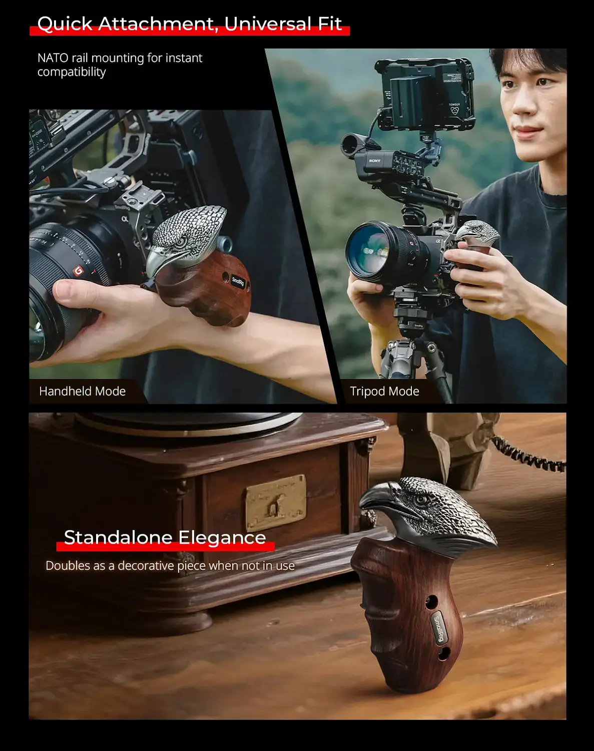 Ручка SmallRig ImageGrip Series Wooden Handle NATO (Левая сторона) 5161