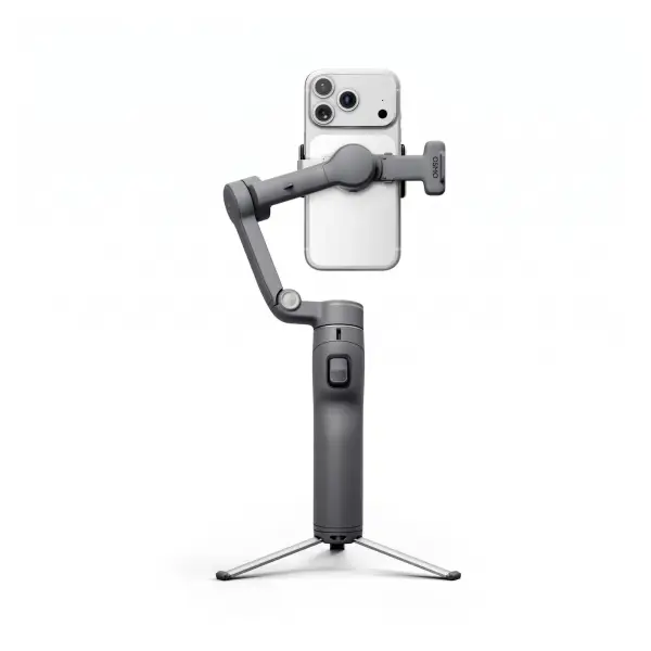 Стедикам DJI Osmo Mobile 8P для телефона, Advanced Tracking Combo — вид сзади с примером установки телефона